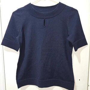 Pendleton Keyhole Silk Cotton Blend Short Sleeve Shirt Womens Size P